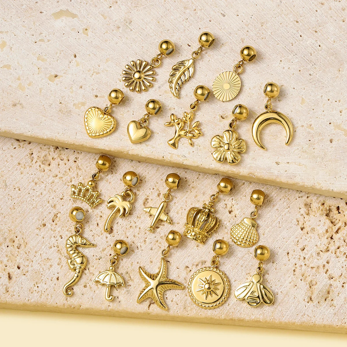 3Pcs/Lot Dasiy Life Tree Heart Stainless Steel Diy Stopper Charms Palm Cross Seahorse Women Bracelet Necklace Pendant jewelry