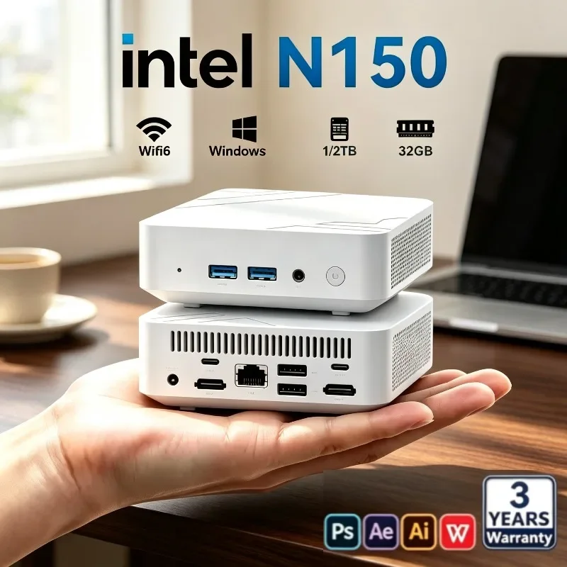Portable Mini Computer 2026 NEW with Versatile Ports Intel Core N150 1TB/2TB SSD 16GB RAM for Gaming Office Study High Speed PC