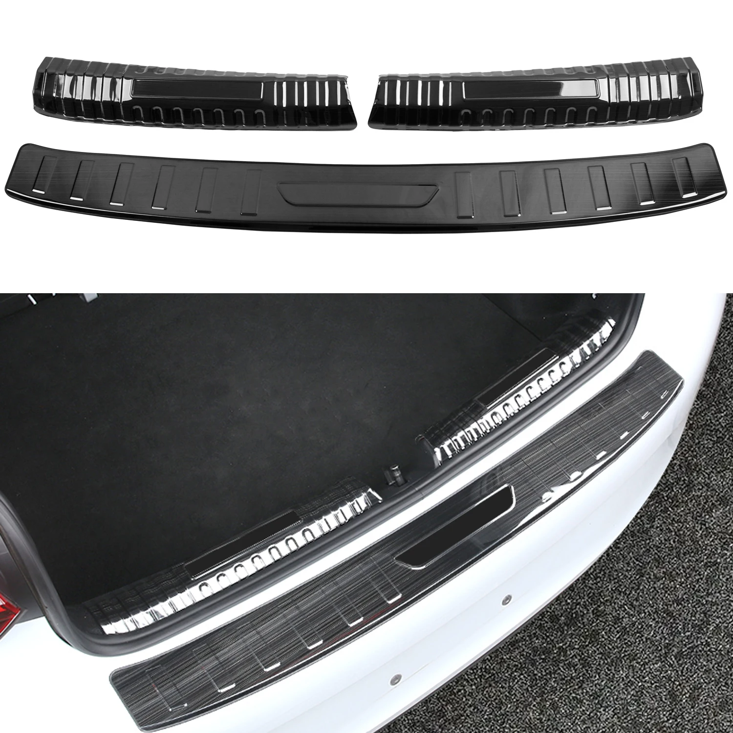 

For Volkswagen VW ID.3 2019-2023 Car Accessories Stainless Steel Rear Inner & Outer Plate Bumper Protector Guard Cover