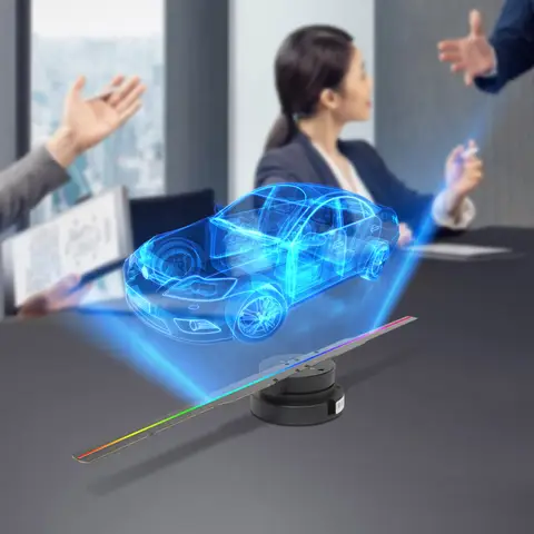 3D Hologram Advertising Display Fan 16.3In, 1080P High-resolution Imaging Holographic Fan Projector w/Memory Card, Remote & WiFi