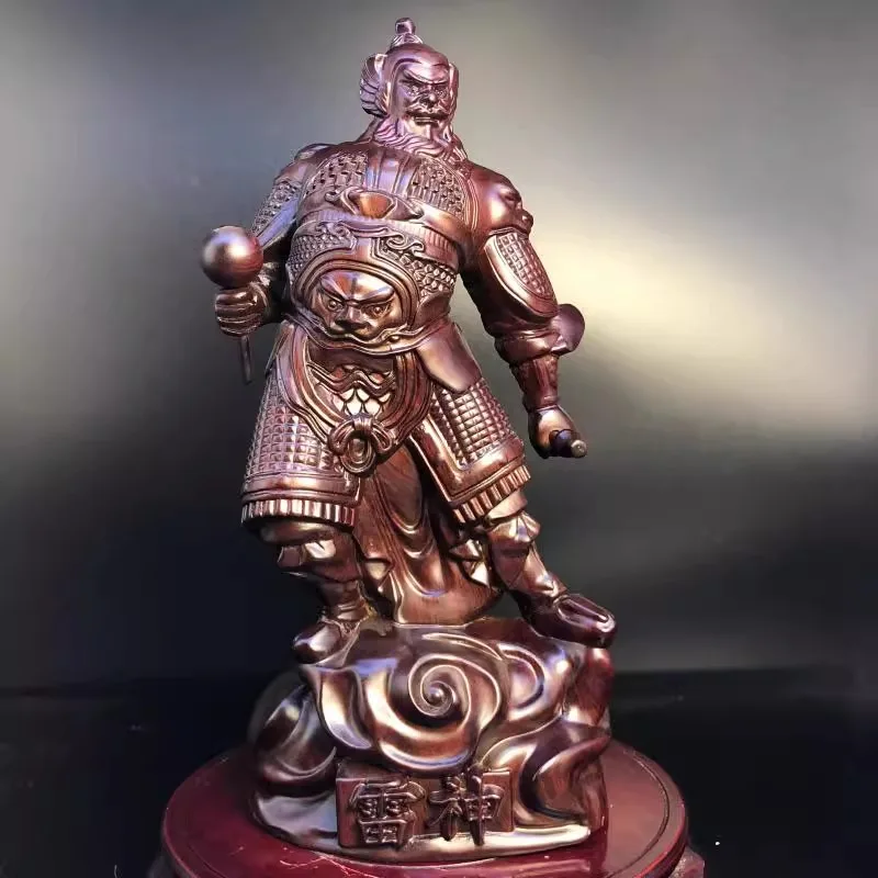Exquisite Wooden Thunder God Statue, Hand-carved Daoist Deity Figurine, Feng Shui Home Decor, Collectible Art Sculpture