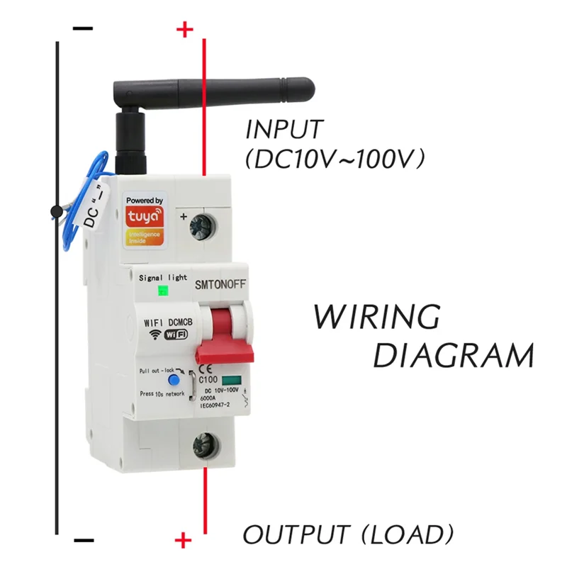 

ABZZ-Tuya Smart Life Wi-Fi DC умный автоматический выключатель 12 В 24 В 48 В защита от перегрузки и короткого замыкания для Alexa Google Home