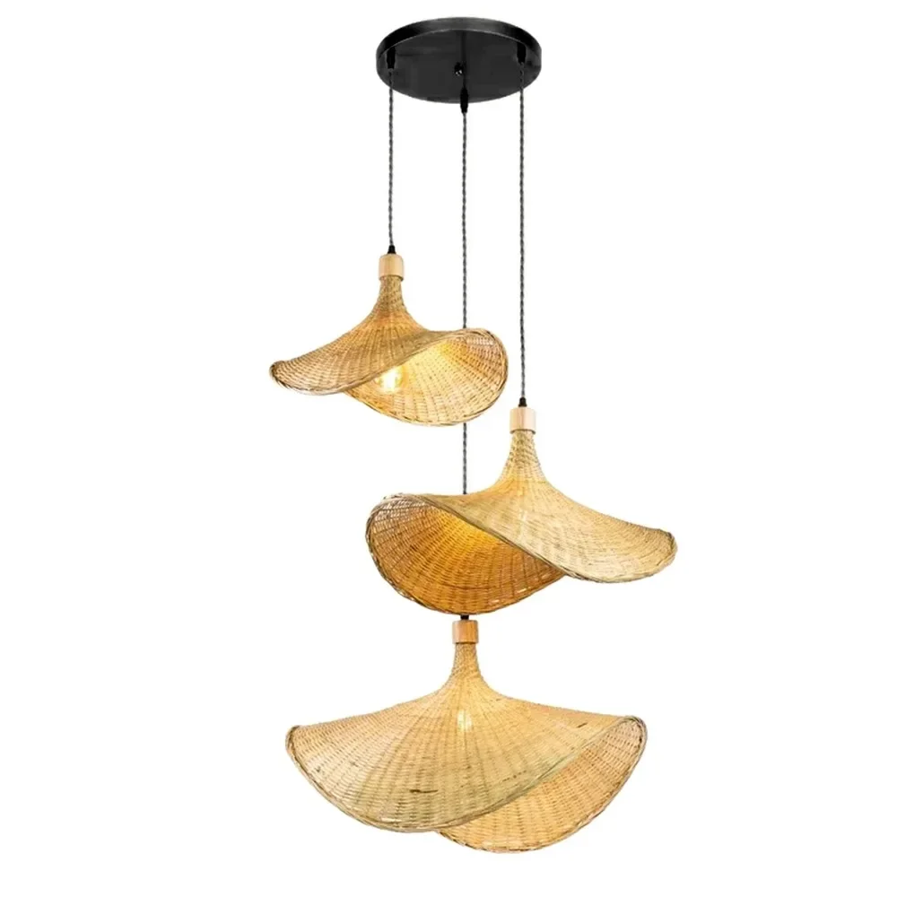 

3 Heads Classic Design Chinese Style Rattan Hanging Bamboo Pendant Lamp Decorative Chandeliers for Living Room Restaurant