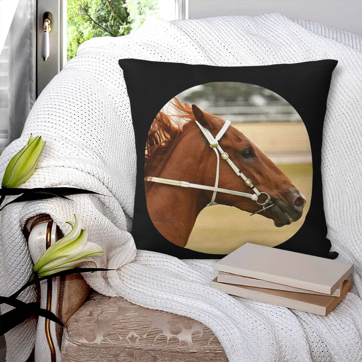 

Horse Racing Action Square Pillowcase Pillow Cover Polyester Cushion Zip Decorative Comfort Throw Pillow for Home Living Room