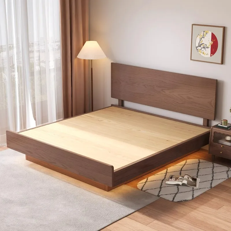 New Chinese-style solid wood storage suspension box bed ultra-thin flush edge space saving air pressure high box double wooden b