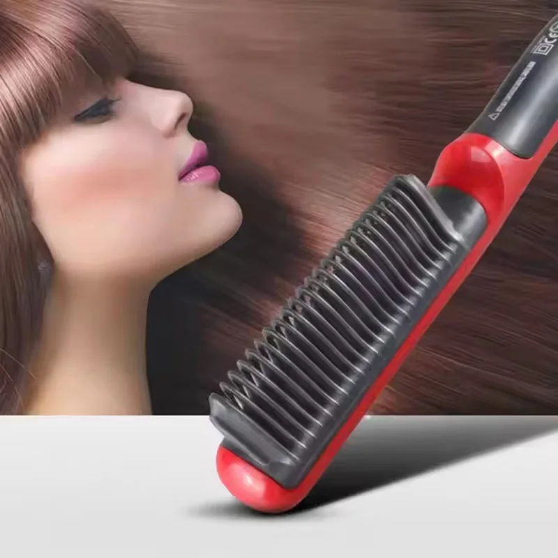 

2in1 PTC Fast Heating Electric Hair Straightener Curler Scalp Massage Hot Comb Brush Straightening Curling Irons Styling Tool