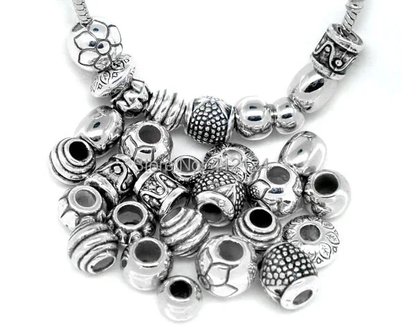 

600 шт. разделители смешанного серебряного тона, европейские бусины CCB, пластиковый браслет-подвеска, цепочка в виде змеи, ювелирный компонент