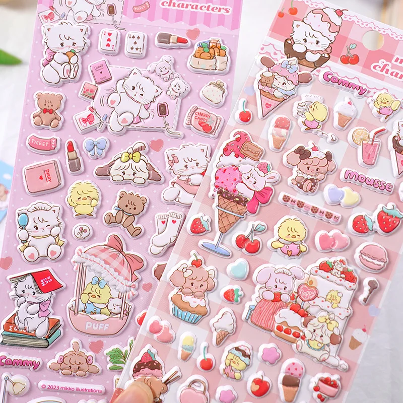 Japanese Cute Cat Bubble Sticker Scrapbooking Idol DIY Album Decoration Sticker Aesthetic Personalized Kawaii Stationery