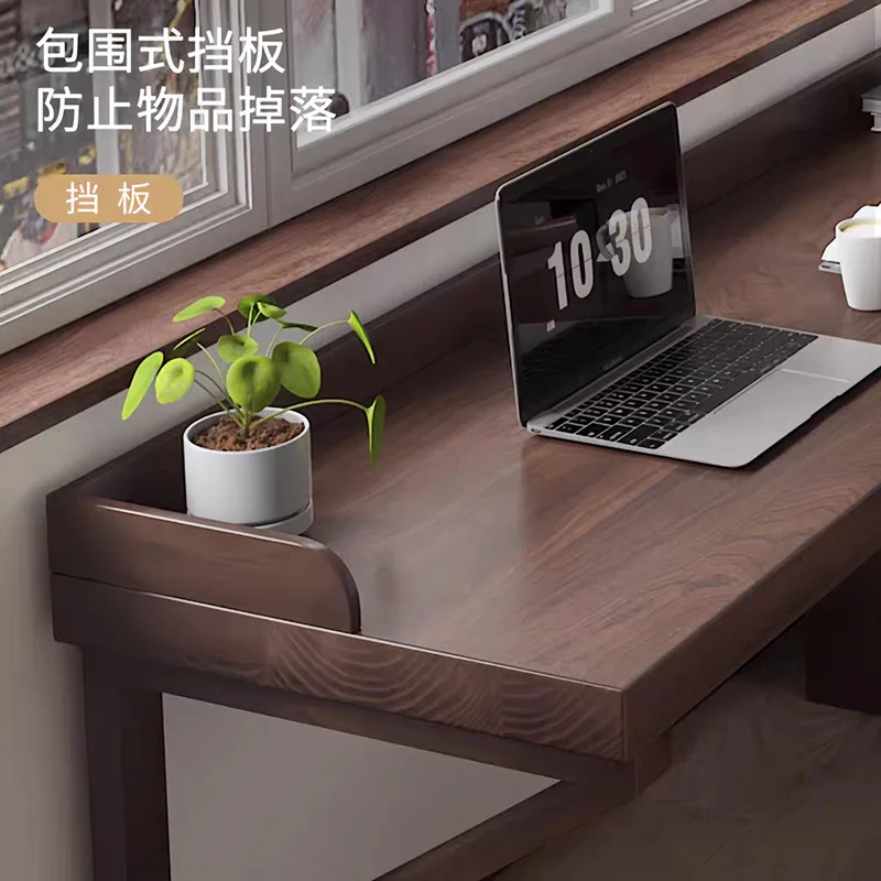Escritorio doble de madera maciza con deflector, escritorio para ordenador de escritorio, mesita de noche eléctrica de tira larga, mesa de estudio para el hogar