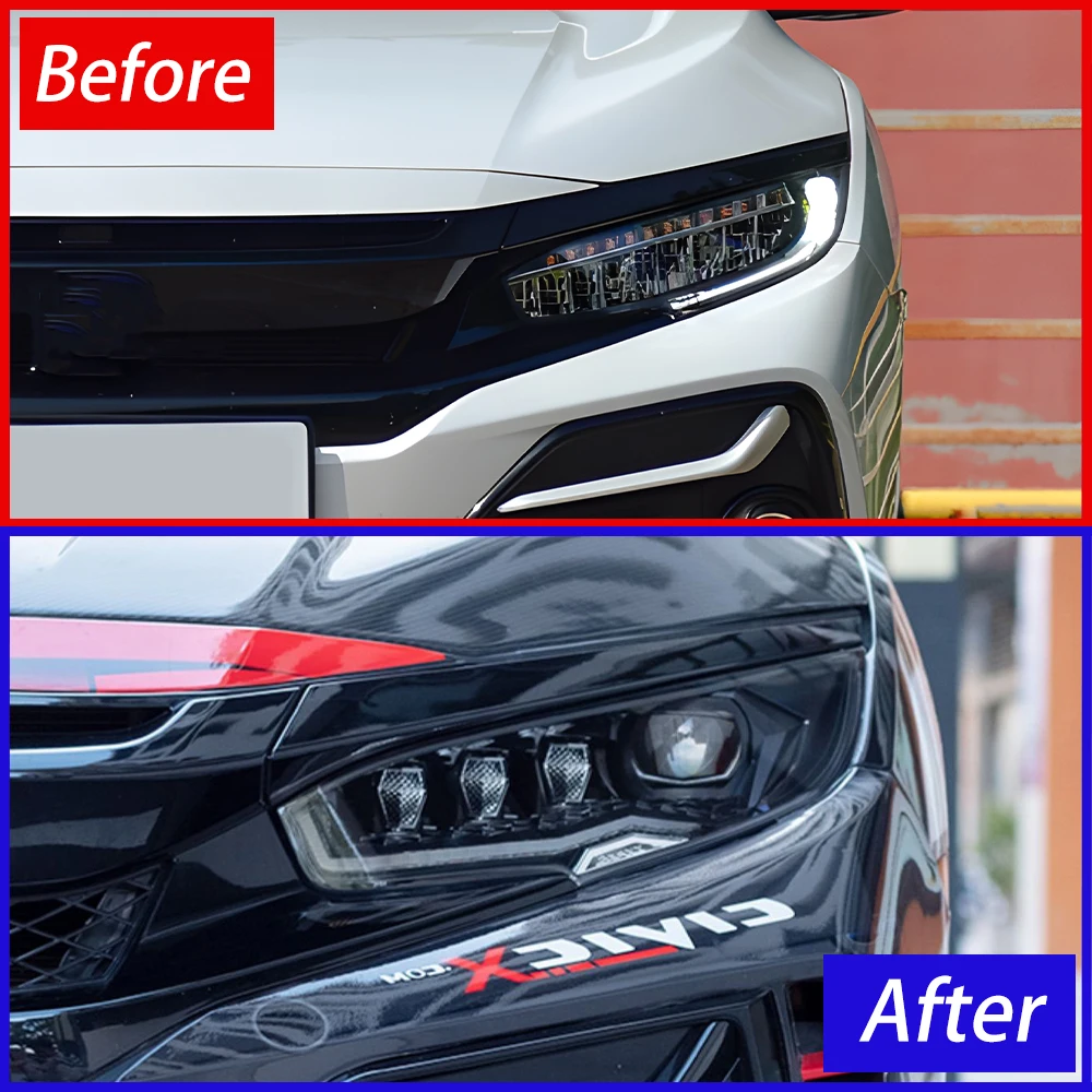 Car Lights for Civic X 10Th 2016-2021 Led Auto Headlights Assembly Upgrade Star Diamond Blink Signal Front Lamp Accessories