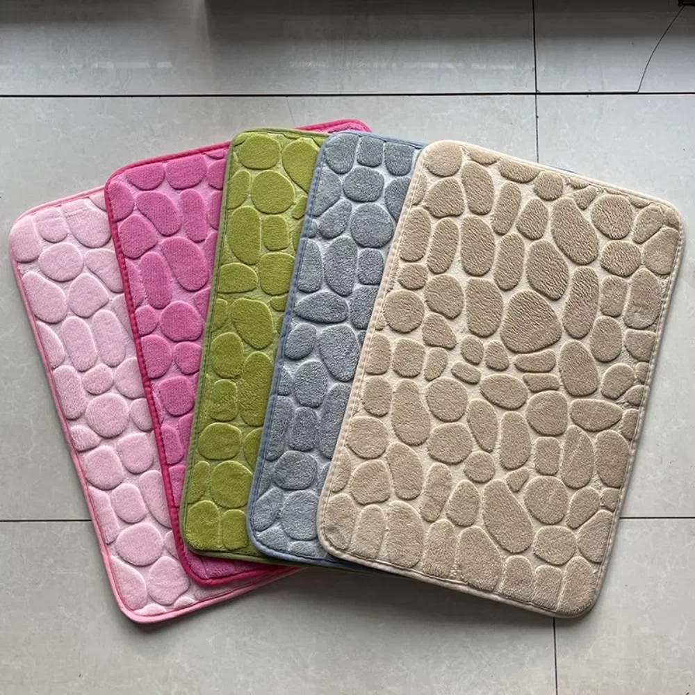Cobblestone Embossed Bath Mat Non-slip Carpets Water Absorption Washable Bathtub Floor Rug Shower Doormat Bathroom Decor