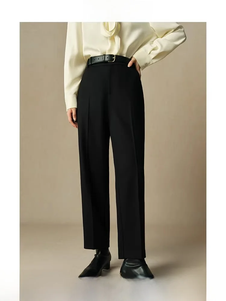 

Широкие шерстяные брюки-палаццо для женщин, с высокой талией, длинные, модные, повседневные, зимняя одежда, простой стиль, серия Quali D