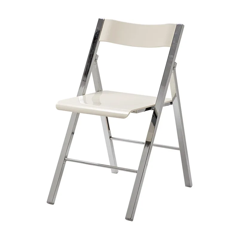 Joylive Transparent Acrylic Dining Chair Minimalist Chair Modern Photo Chair Metal Backrest Negotiation Folding Chair