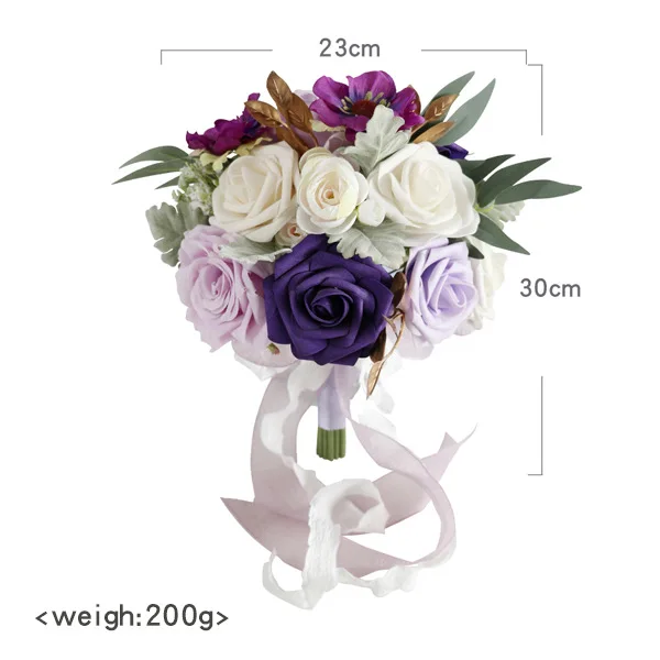 باقات الأرجواني زهور الزفاف باقات الزفاف عالية الجودة 23*30 سنتيمتر اكسسوارات الزفاف #5
