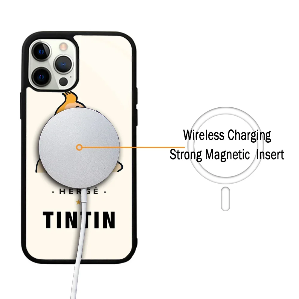 A-Aventures-T-Tintins Phone Case For IPhone 11 12 13 14 15 Plus Pro Max Mirror Acrylic Cover For Magsafe Wireless Charging