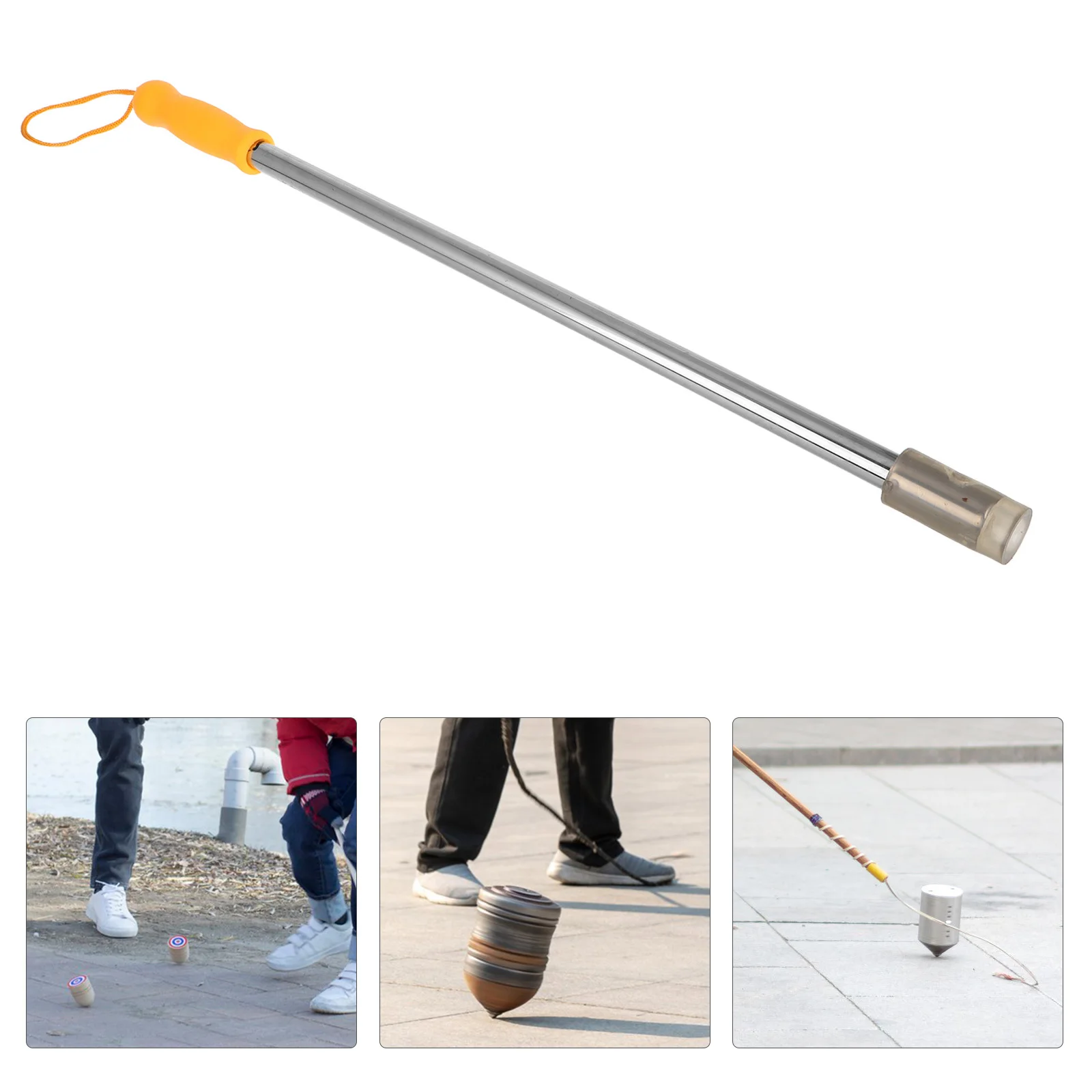 

Gyro Rotating Wand Wooden Spinning Top Rod For Kids Elderly Stainless Steel Durable Fun Traditional Game Accessory