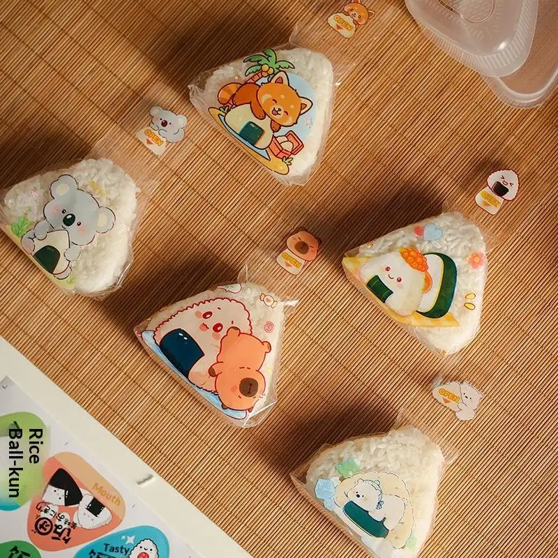 50Pcs Cute Cartoon Onigiri Packaging Bags Food Safe Material Self Sealing Design Perfect For Home Bento Picnic Lunch Packing
