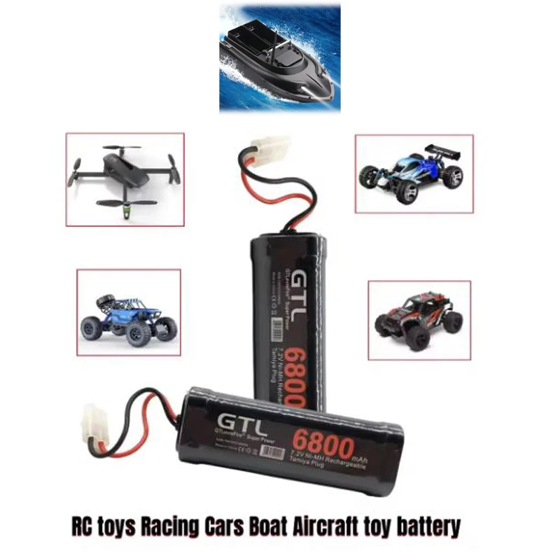 بطارية جديدة 7.2 فولت 6800 مللي أمبير في الساعة NiMH حزمة بطارية RCcar شاحنة Bugibot خزان ni mhBattery مصدر طاقة العشاء الرمادي ، مع موصلات Tamiya