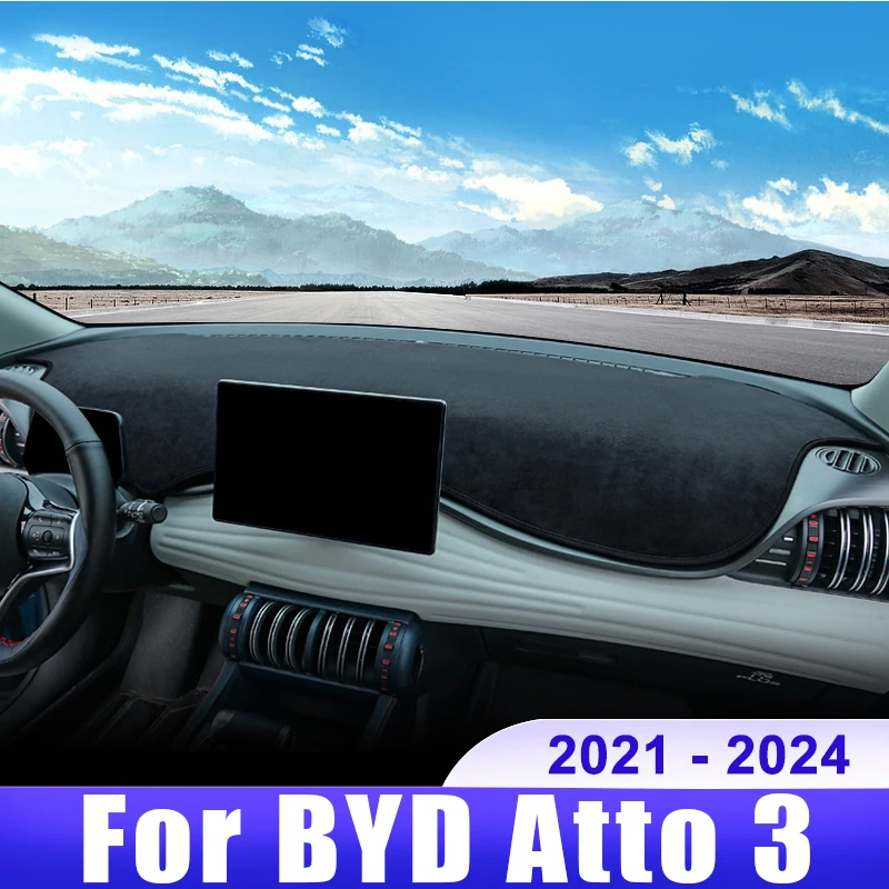 

For BYD Atto 3 Yuan Plus 2021 2022 2023 2024 EV Car Dashboard Cover Dash Mat Sun Shade Non-slip Pad Interior Accessories