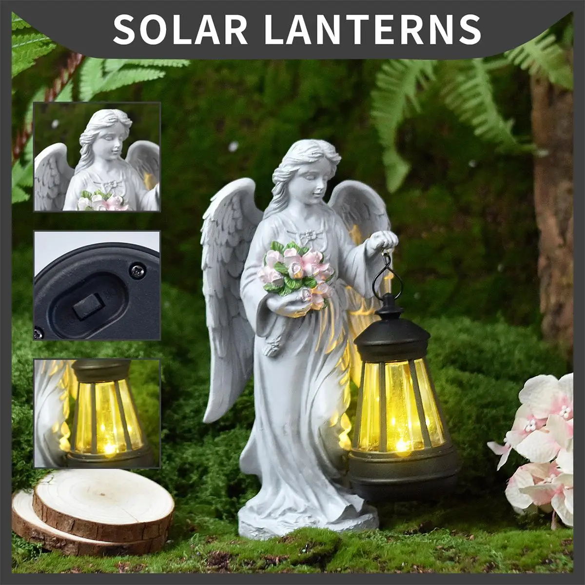 Sechseckige Solarlampe, Wegeleuchte, Hof, Außenstraßenlaternen für Landschaft, Terrasse, Gartenbeleuchtung, dekoratives wasserdichtes Tier