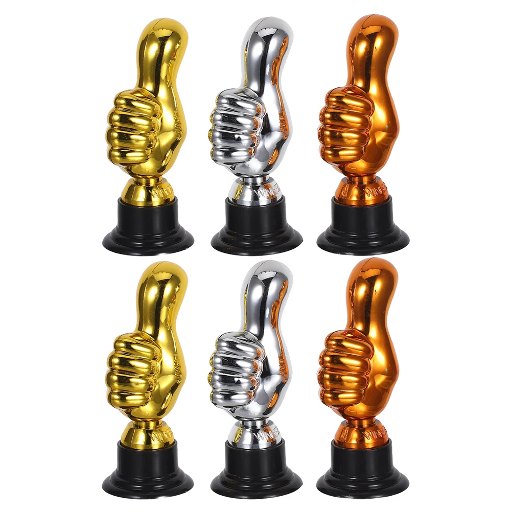 

6pcs Plastic Thumb Up Trophy Awards Kids School Sports Classroom Reward Mini Gold Statue Employee Teacher Appreciation Bulk