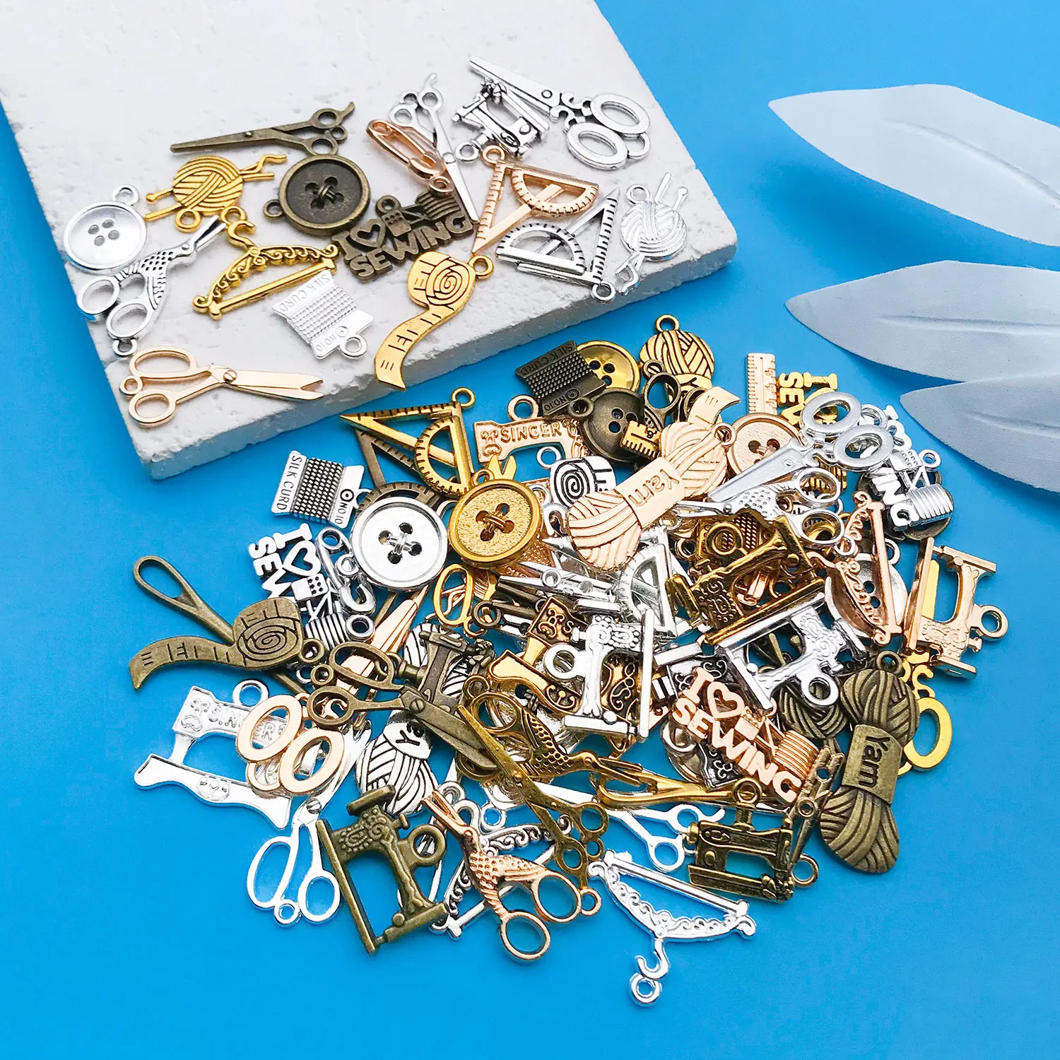20/100pcs mixed zinc alloy sewing machine series, fashionable jewelry necklace making DIY craft Halloween Christmas accessories