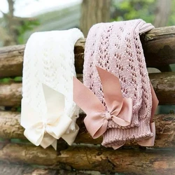 New Summer Baby Girl Socks Cute Big Bows Soft Cotton Elastic Solid Color Mesh Newborn Socks Knee High Long Toddler Girl Socks