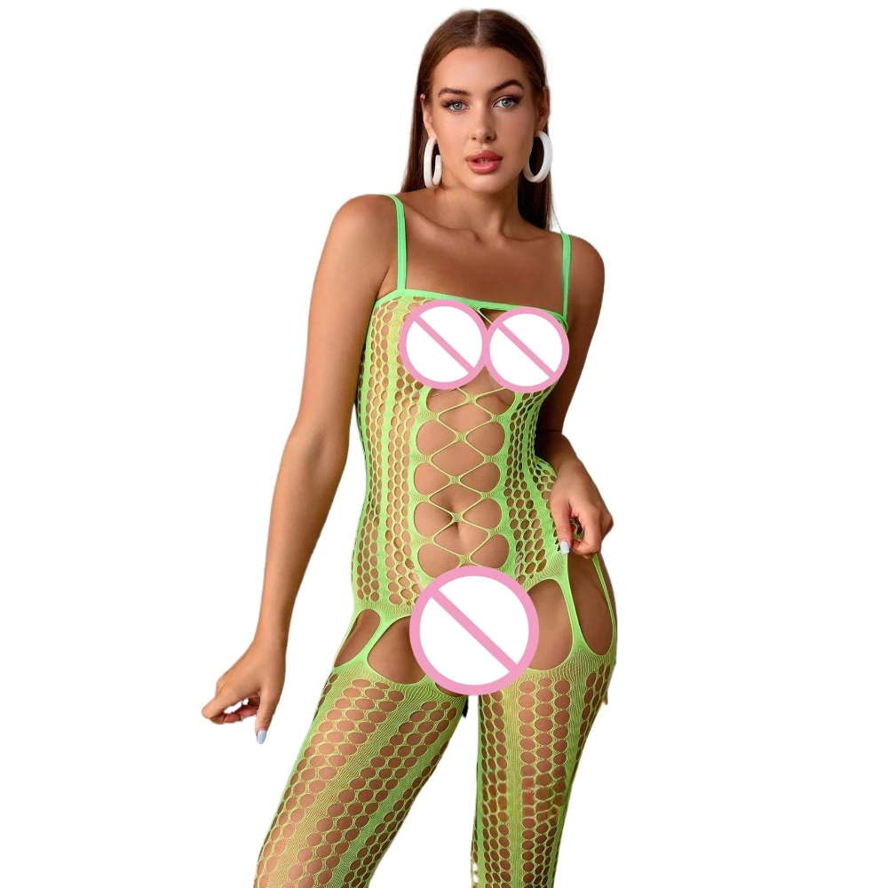 Sıcak pijama kadın seksi iç çamaşırı Porno Babydoll BODYSUIT örgü vücut çorabı Catsuit düğün gecesi Teddies Trajes kalça şal