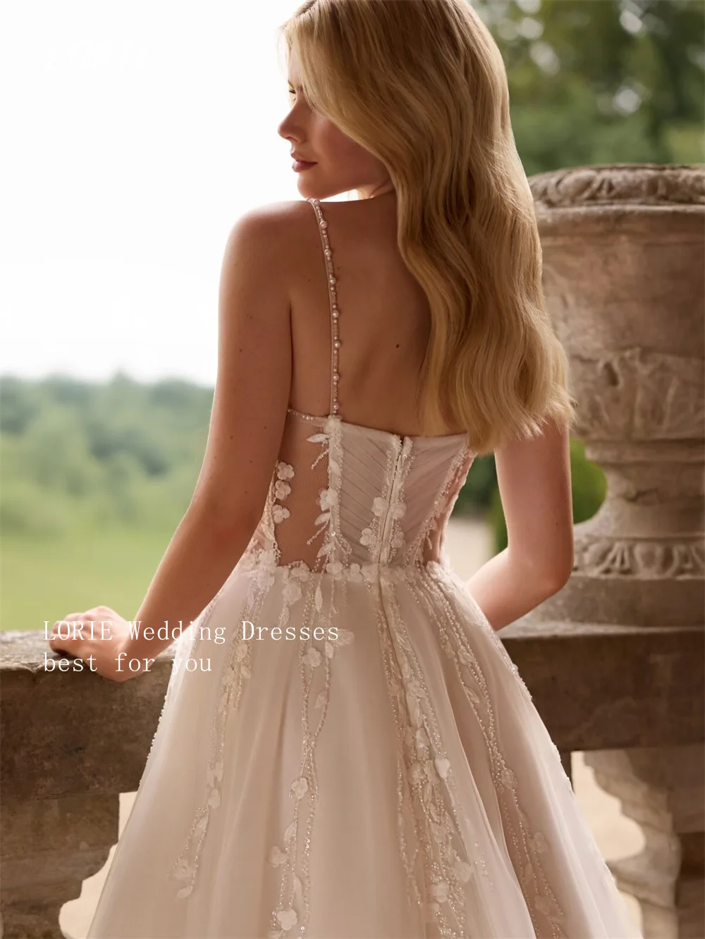 LORIE فستان زفاف فاخر من الدانتيل على شكل حرف A فساتين زفاف على شكل قلب مزين بثوب زفاف رشيق مخصص 2026 #2