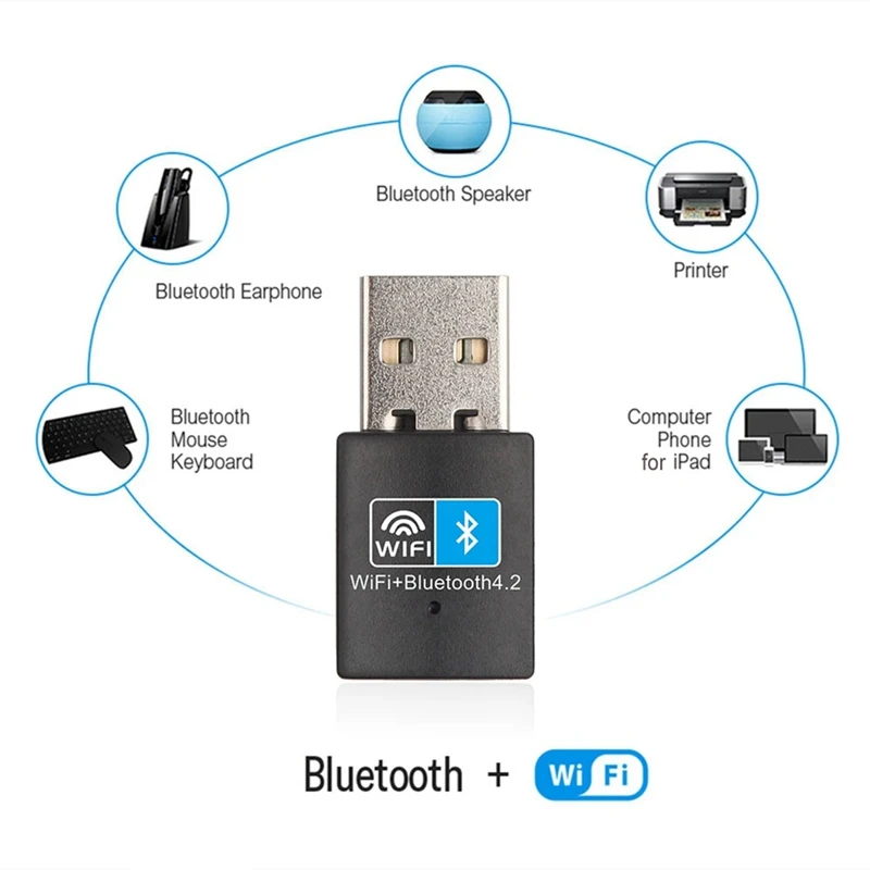 Adaptador USB Wifi Compatible con Bluetooth V4.2, tarjeta de red inalámbrica, transmisor de antena Wifi, reemplazo de receptor de Internet Lan para PC