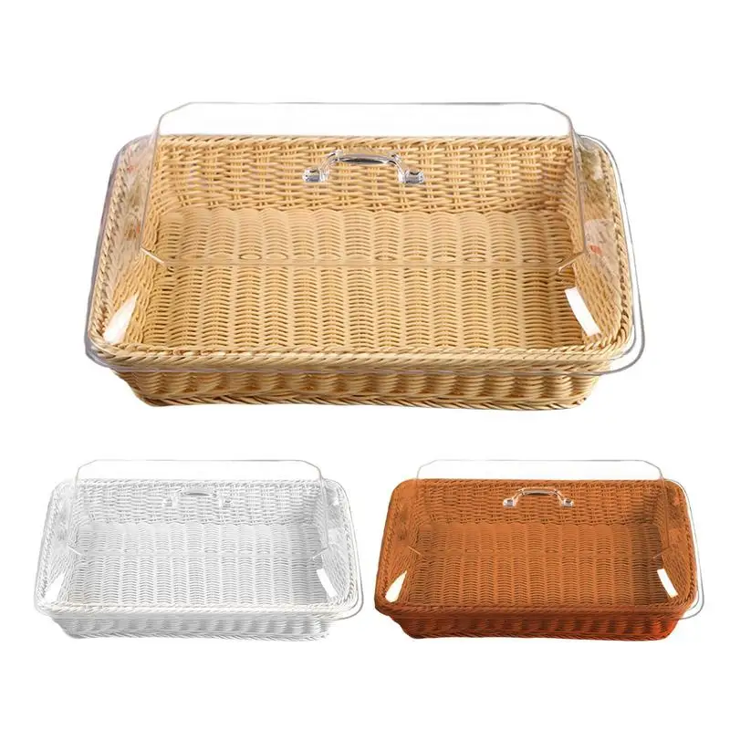 

Bread Basket With Lid Kitchen Supplies Portable Food Storage Containers Wicker Bread Basket For Home Apartments And Travel