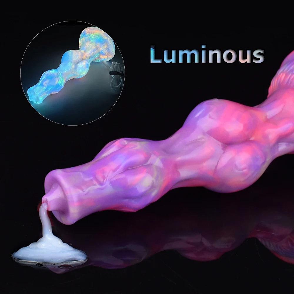 

Squirting Wolf Knot Dildo Luminous Toy For Couples Silicone Dog Dildo Ejaculating Masturbators Sex Toy With Suction Cup