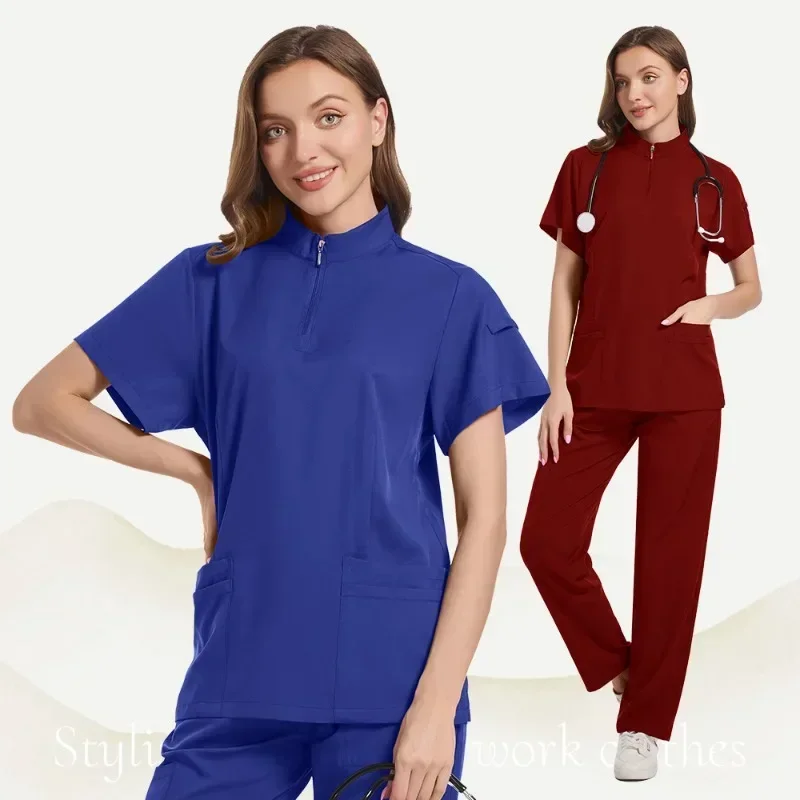 Fatos de esfoliação médica do hospital feminino, Uniforme de enfermeira, Roupas médicas para médico, Conjunto de esfoliante, Roupas de beleza, Top cirúrgico, Calças, Novo