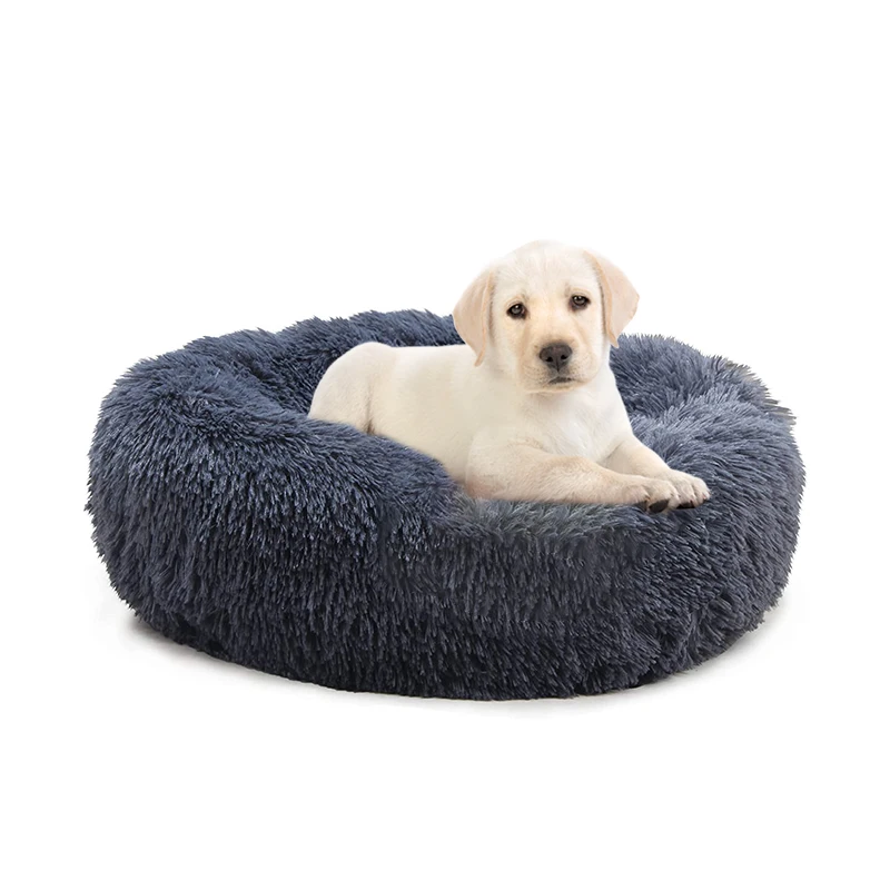 Rodada Fluffy Donut Pet Bed, destacável, lavável, Super macio, macio, quente, Plush, almofada, sofá, gato, cão, diâmetro, 60cm