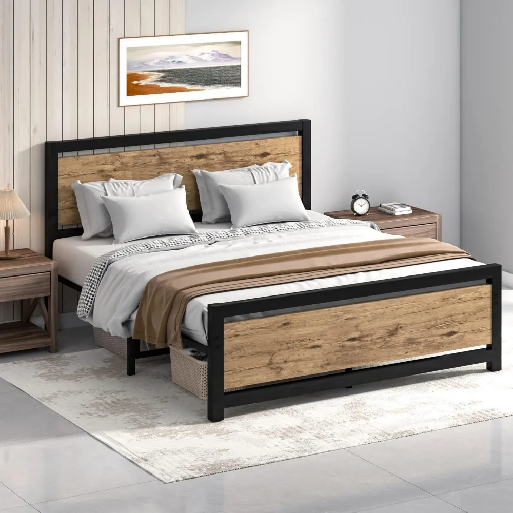 

Catrimown Full Size Bed Frame with Wood Headboard, Metal Full Bed Frame with Strong Steel Slat Support, Heavy Duty Platform Bed,