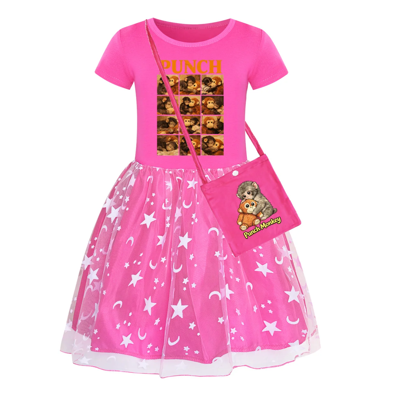 Punch Monkey New Year Dress for Girls Comfortable Girly Kids' Clothing Baby Girl Fashionable Outfit Children's Clothes