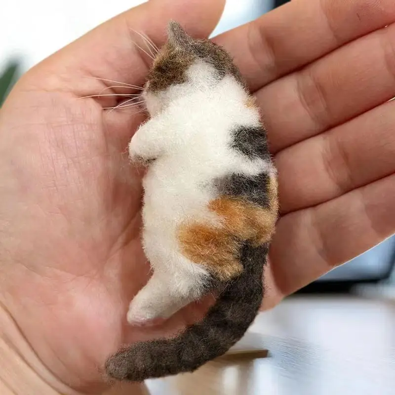 Sheep Felt Poke Cat Handmade Material Bag For Beginner Diy Wool Needle Felting Simulation Creative Animal Gifts