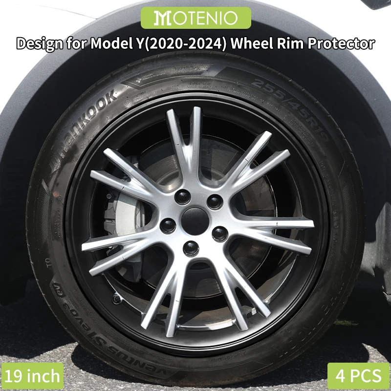 4 pezzi per il modello Y 2020-2024 protezione ruota nera per protezione cerchione 19 pollici per copriruota ABS protezione cerchione coprimozzi per Tesla