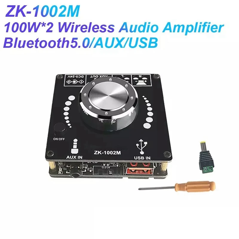 2X ZK1002M Bluetooth 5.0 AUX USB Audio Input Output Amplifier Audio Amplifier Module 100Wx2