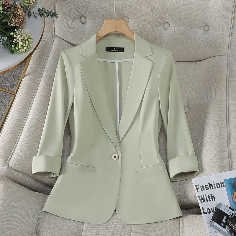 ZJYT Women\'s Summer Jacket One Button Blazers Feminino Ropa Mujer Coat 2024 New Korean Style Fashion Outerwear White Veste Femme