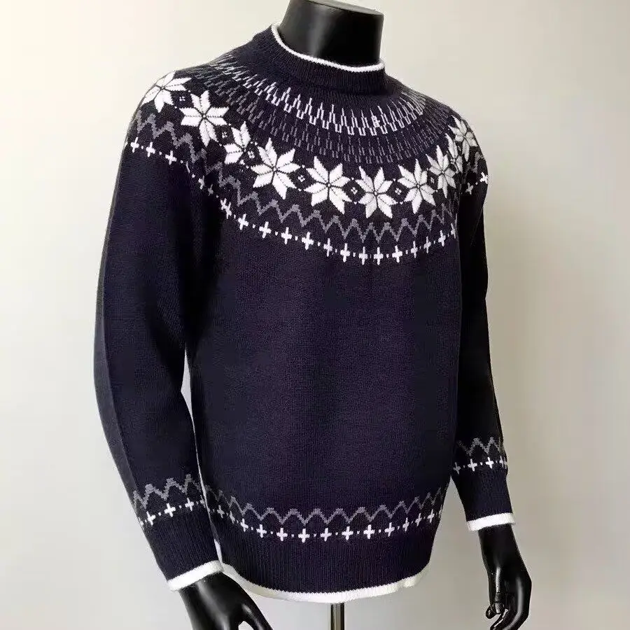 

Sli round Ne Knitted Sweater Men's Base Layer irt Trendy Autumn Winter Slim Fit Casual American Sle Soft Fabric