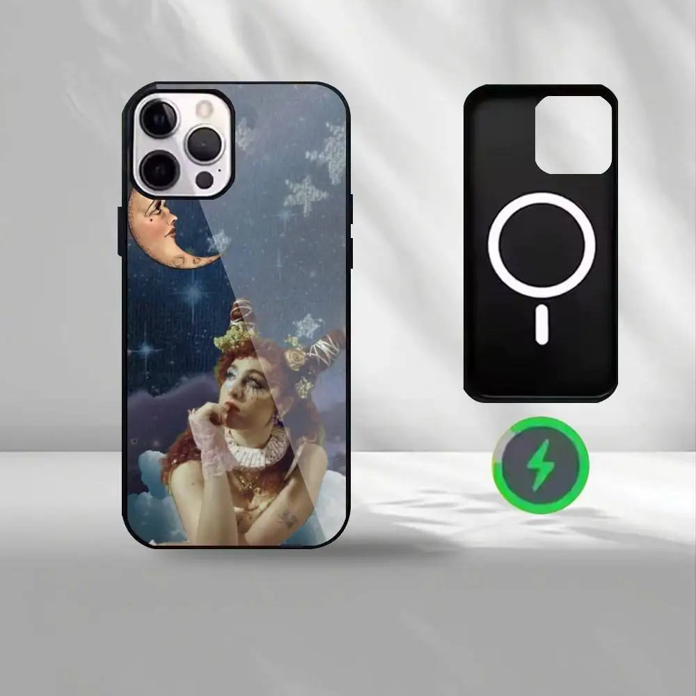 Custodia per telefono Queer Pop Icon C-Chappell Roan per iPhone17,16,15,14,13,12,11 Plus, per copertura magnetica con ricarica wireless