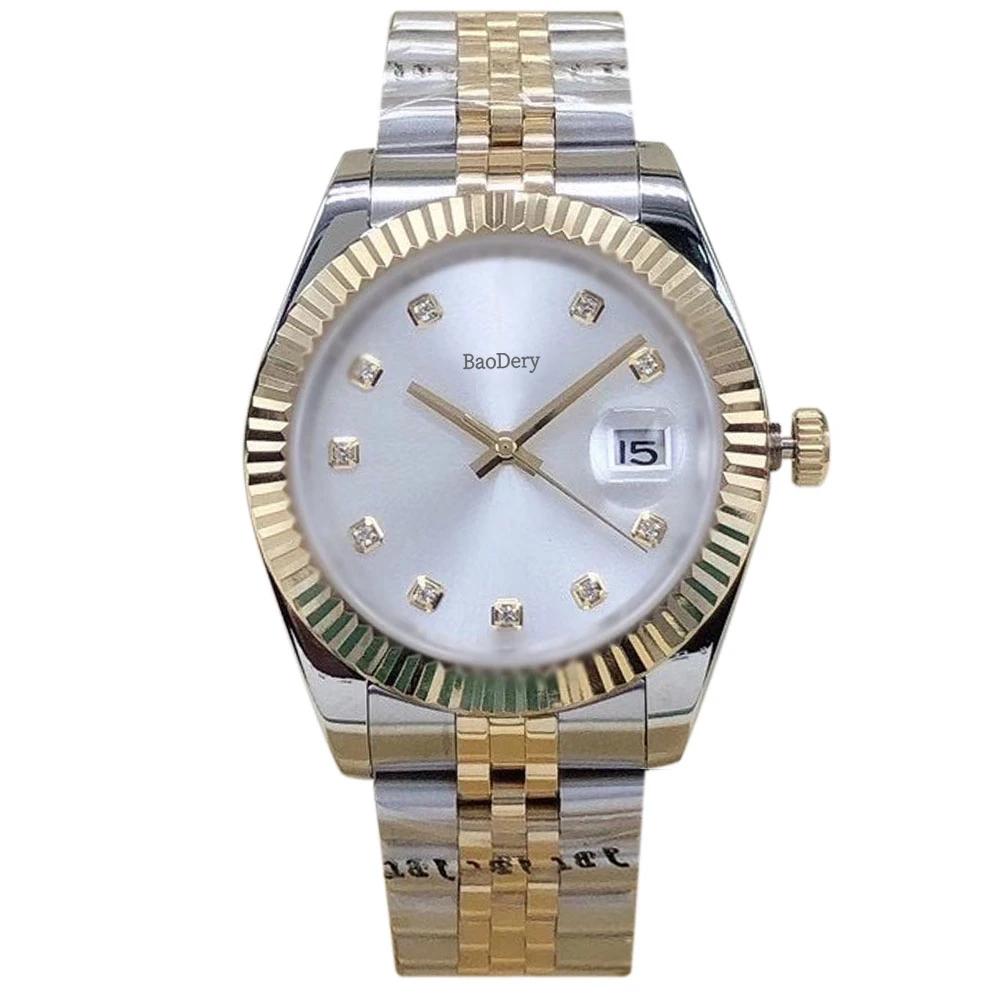 

Модные мужские часы диаметром 41 мм, часы с бриллиантами, механический механизм и окошко календаря, лучшие подарки для мужчин