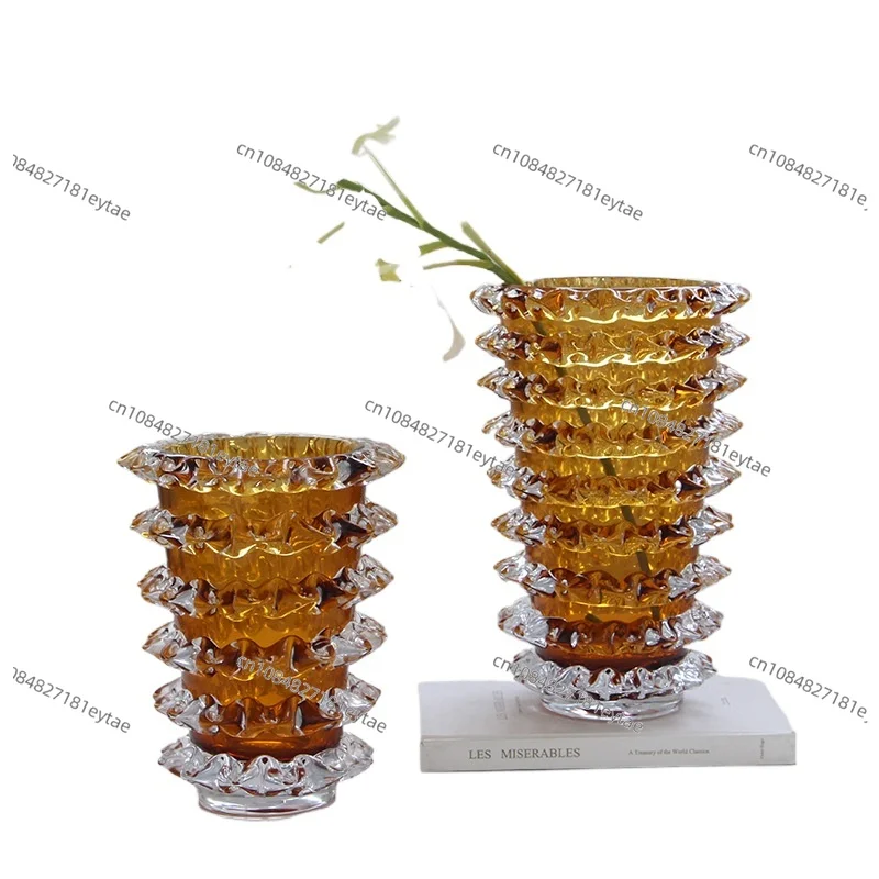 Light Luxury Crystal Thick Bottom Glass Vase for Living Room Creative Flower Arrangement High End Ornament