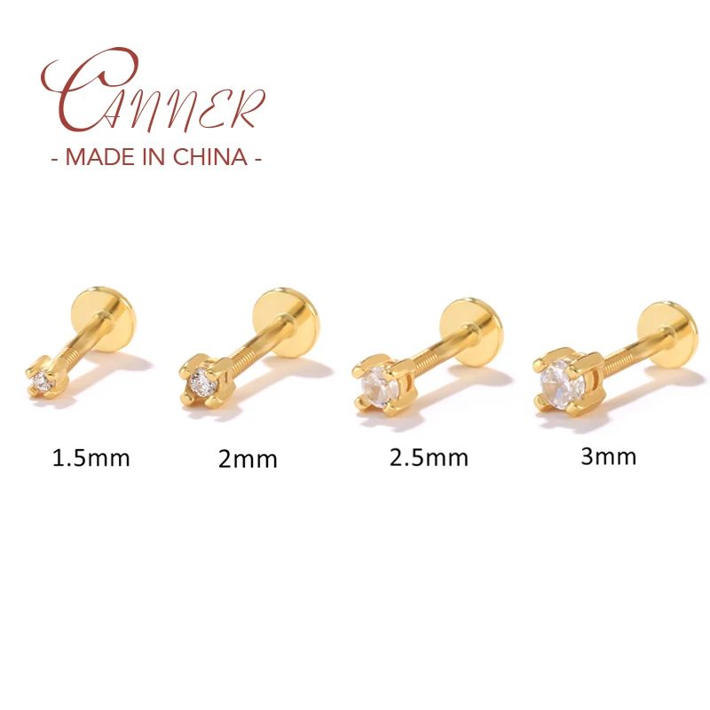 1PCS เจาะต่างหู925เงินสเตอร์ลิงสตั๊ดต่างหูผู้หญิง Bling Zircon 1.5มม./2มม./2.5มม.กระดูกอ่อน Pendientes เครื่องประดับ Fine