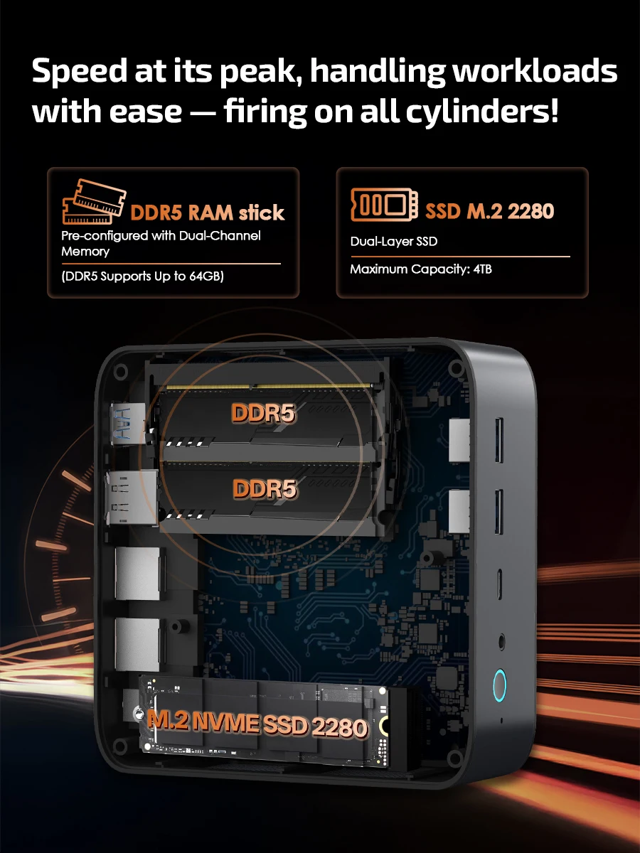 

Мини-ПК SZBOX H90 Pro на базе AMD Ryzen 7 8745HS, DDR5 3200 МГц, Wi-Fi 6, Bluetooth 5.2, Windows 11 Pro, 8K HD, два порта 2.5G RJ45 LAN, настольный игровой компьютер