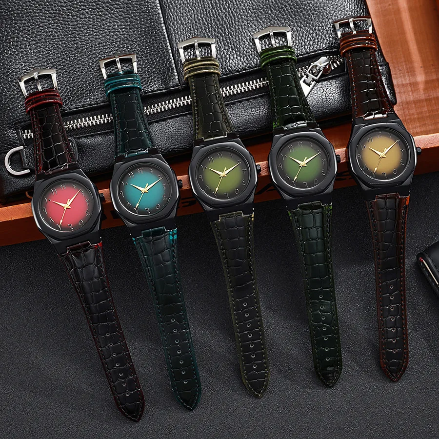 ساعات كوارتز كلاسيكية للرجال أرقام عربية الاتصال الهاتفي مقاوم للماء الأعمال عادية بولي Leather حزام من الجلد ساعة الذكور الهدايا دروبشيبينغ #4