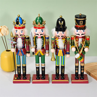 30cm Wooden Nutcracker Puppet Soldier Christmas Ornaments Creative Painted Nutcracker Soldier Doll 2025 New Year Xmas Gift