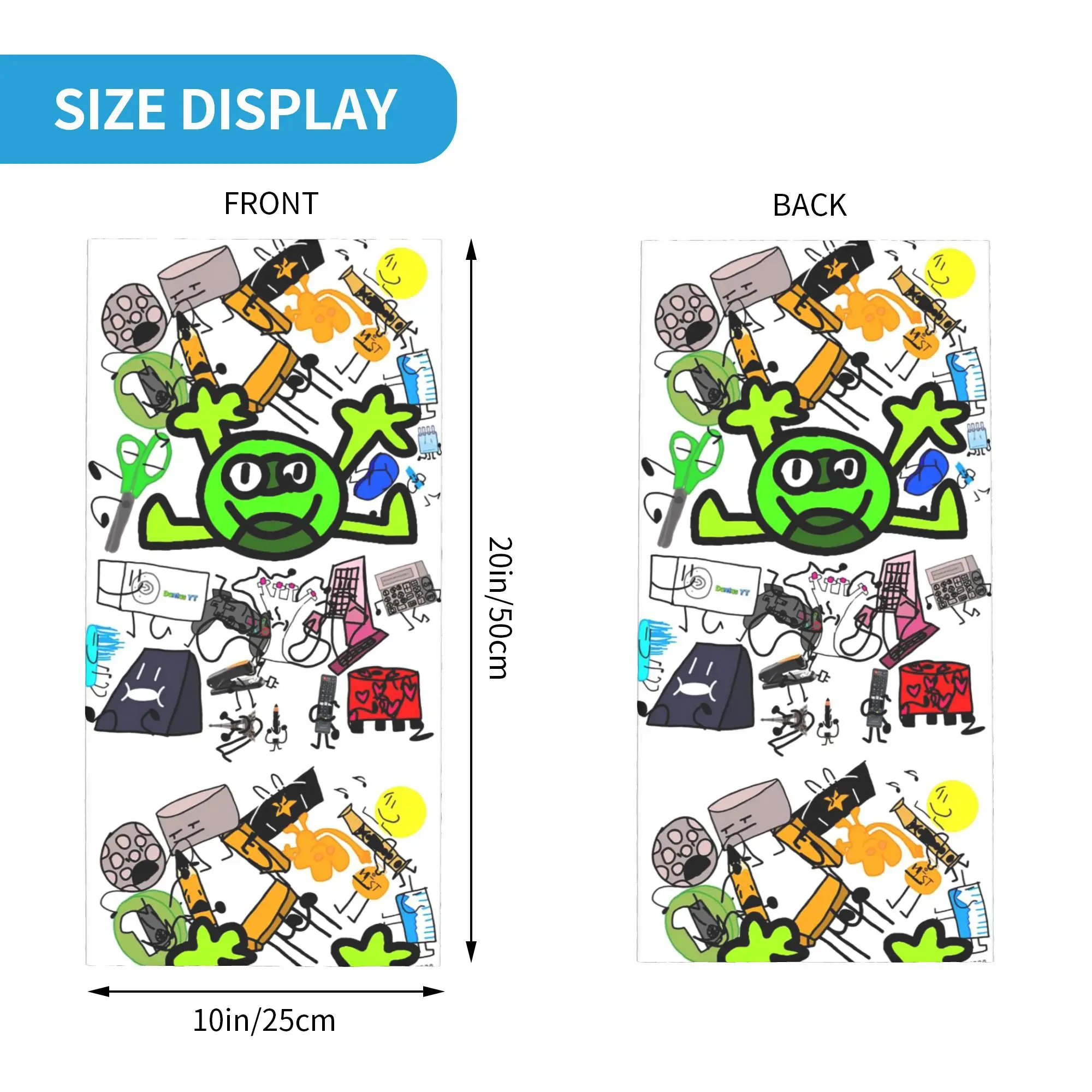 BFDI  Bandana Neck Cover Printed Wrap Scarf Warm Headwear Cycling Unisex Adult Washable