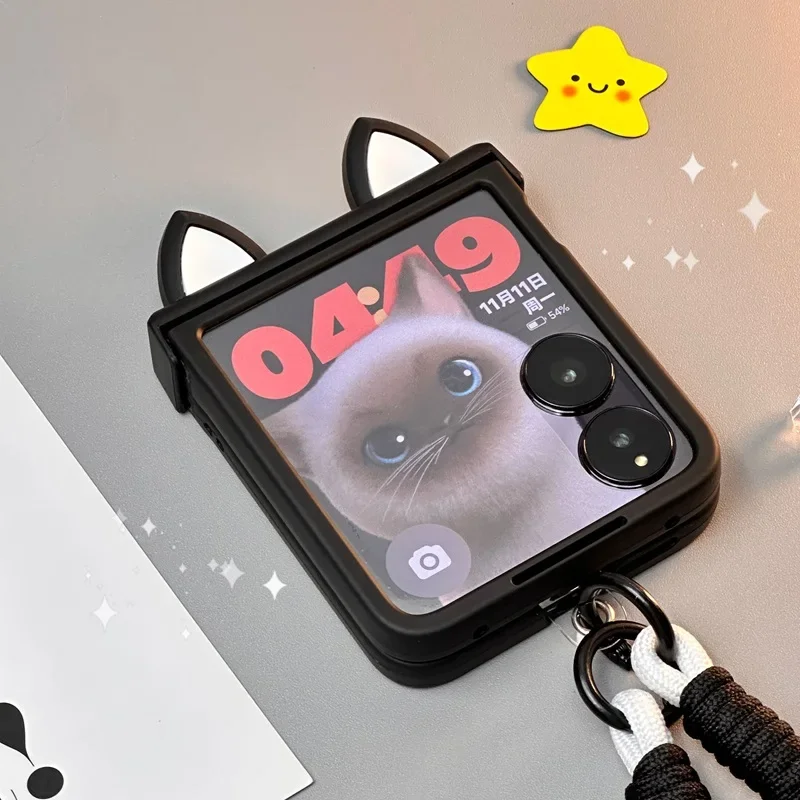 Cute Ears Hand Bracelet Hing Case For Xiaomi MIX Flip 2 MIXFlip Protective Cover